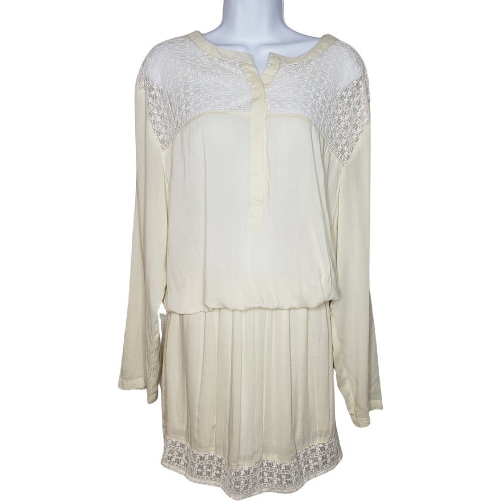 Magali Pascal Sz M Beige Flowy Peasant Style Dress (1084)